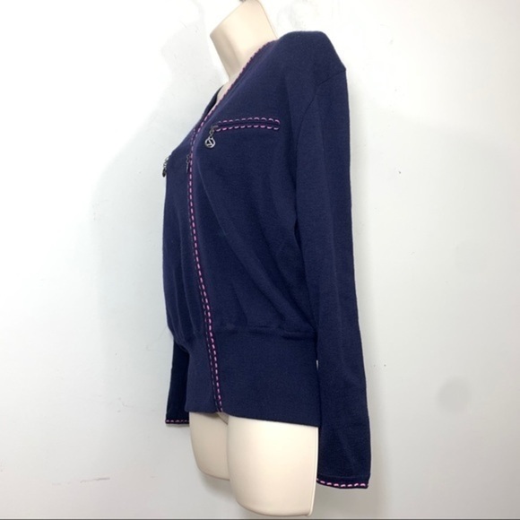 Laurel By Escada Cardigan Full Zip Sweater Blue - Picture 4 of 9